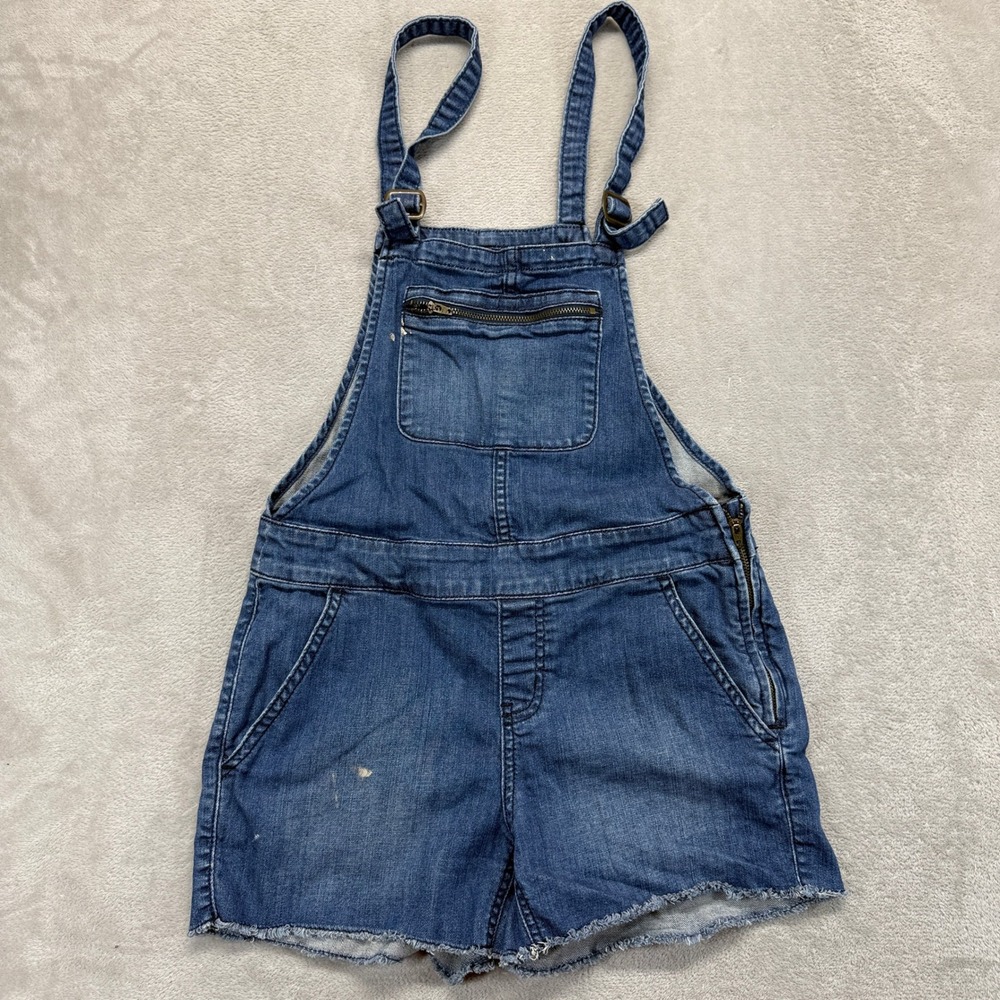 BDG Overall Jeans Women's 27 Denim Shortalls Raw Hem Bib Pocket Urban Outfitters